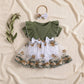 Body-Vestido com Bordado de Flores e Bandolete — Bebé Menina 3-24M