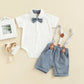Conjunto de Camisa e Calças de Alças — Bebé 3-36M