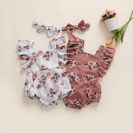 Body Floral com Gola Quadrada e Bandolete — Bebé Menina 6-24M