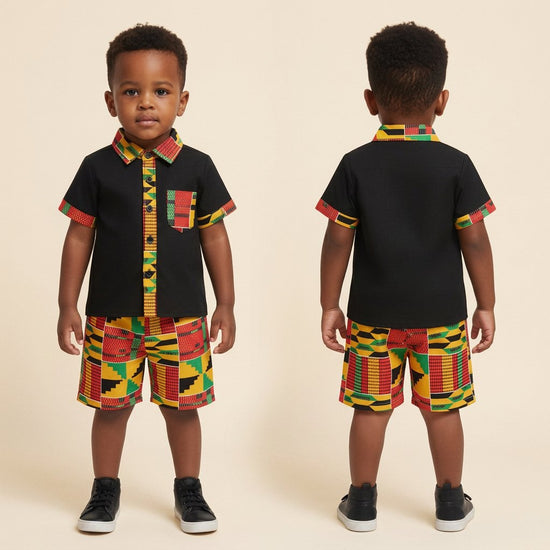 Conjunto de Verão com Botões — Menino 18M-5 Anos