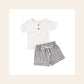Conjunto T-shirt Branca e Calções às Riscas — Bebé 6M-3 Anos
