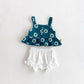 Conjunto Top de Margaridas e Calções com Renda — Menina 1-5 Anos
