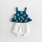Conjunto Top de Margaridas e Calções com Renda — Menina 1-5 Anos