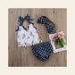 Conjunto 3 Peças às Bolinhas com Bandolete — Bebé Menina 0-24M