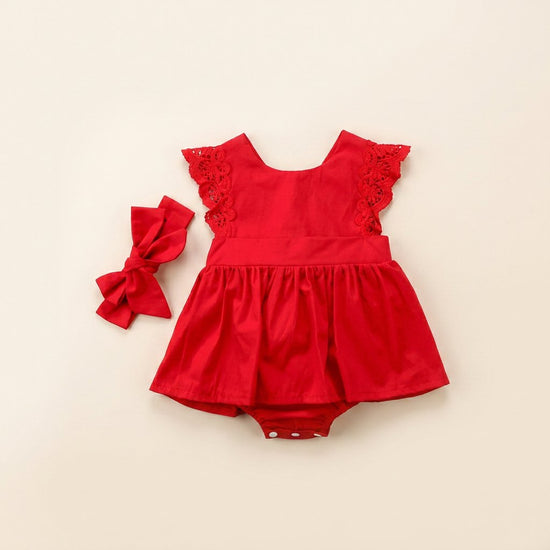 Conjunto Body de Renda Floral e Bandolete com Laço — Bebé Menina 0-24M