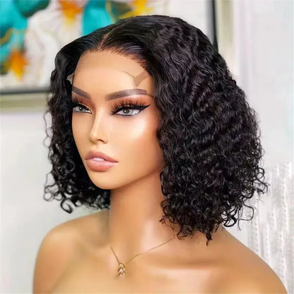 Peruca Curta 100% de Cabelo Humano com ondas Profundas