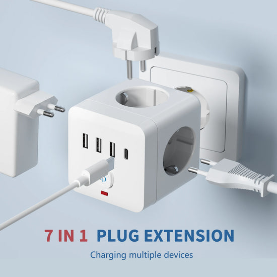3 AC-Steckdosen, 3 USB, 1 Typ-C, Desktop-Ladestation mit Überlastungsschutz