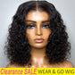 Peruca de renda frontal com ondas profundas, sem cola, cabelo humano 100%