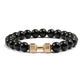 Natürliches Vulkansteinarmband Herren Matt