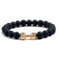 Natürliches Vulkansteinarmband Herren Matt