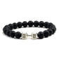Natürliches Vulkansteinarmband Herren Matt