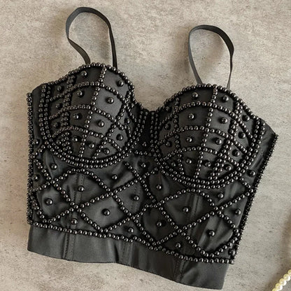 Top feminino com  pérolas