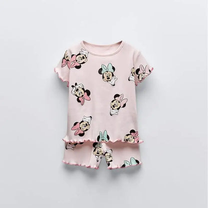 Conjunto de duas peças para  Criança, Mickey Cartoon T-shirt e Calções