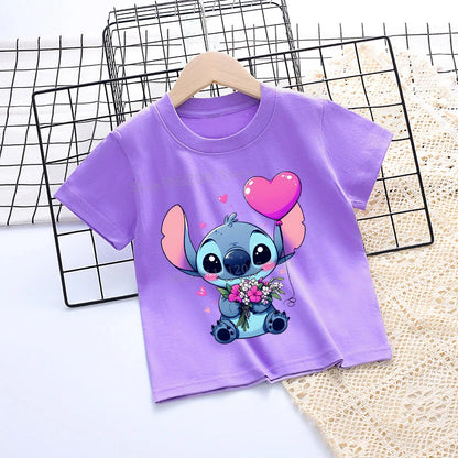 Camisa de manga curta estilo Stitch para meninas! 💕👧🧵