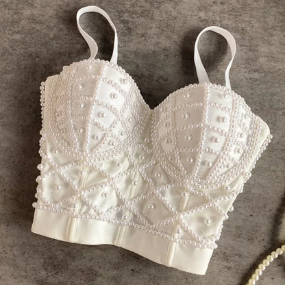 Top feminino com  pérolas