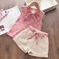 Novo verão roupas do bebê meninas  sem mangas colete shorts 2 pçs/sets