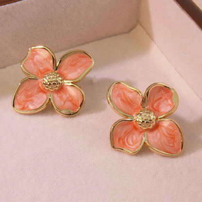 2 pçs flor brincos femininos de aço inoxidável