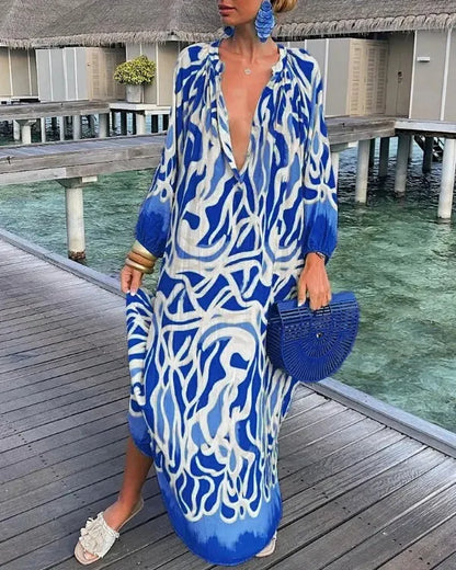 Sexy Langarmkleid mit V-Ausschnitt