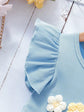 Conjunto Azul 3D Floral Tee & Ruffled Skirt Set |