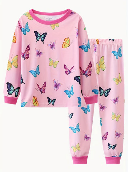Zweiteiliges Pyjama-Set mit langen Ärmeln und Einhorn-Design für Mädchen