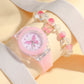Conjunto Luminoso  de Relógio Borboleta Padrão Silicone  e  Bracelete