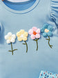 Conjunto Azul 3D Floral Tee & Ruffled Skirt Set |