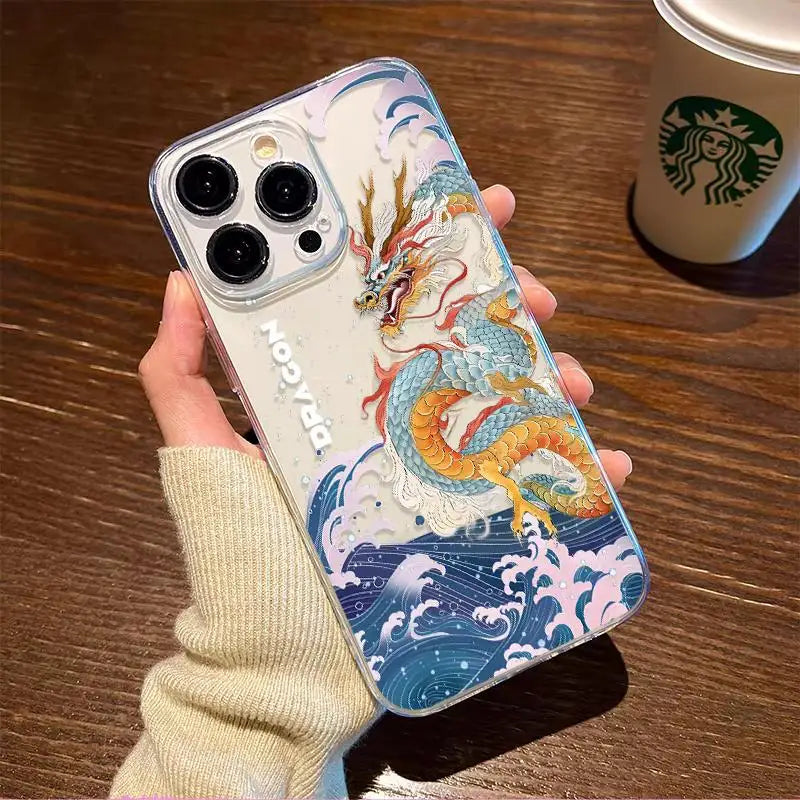 Capa  para telemóvel x9b x8b x7b nova 5t huawei p40 lite nova 7i 6se capa de silicone macio couqe dragão chinês claro