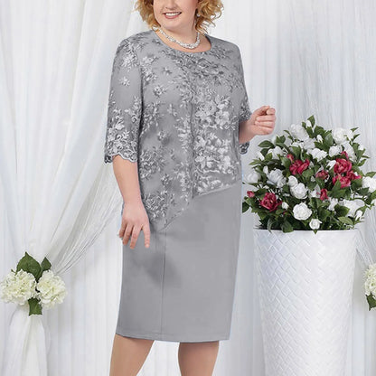 Pailletten Stickerei Spitze Plus Größe Kleider für Frauen Elegant