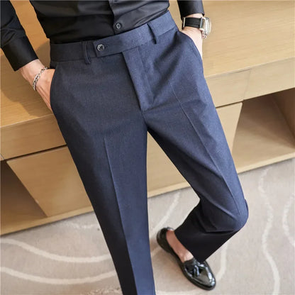 Herren Anzughose Herbst Rosa Blau Slim Fit Business Formal