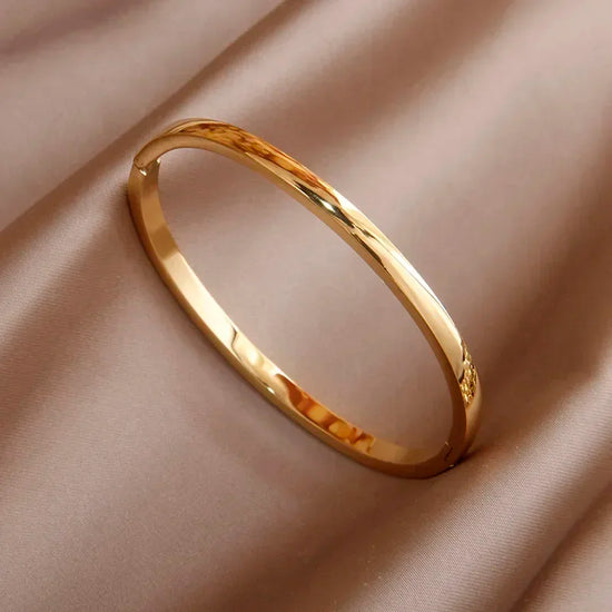 Klassisches, schlichtes Edelstahlarmband mit glattem Bettelarmband für Damen