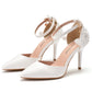 Weißer High Heel-Schuh mit Schleife
