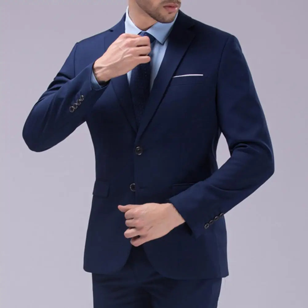 Terno formal slim fit masculino, conjunto de calças e blazer monocromático