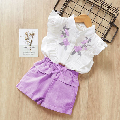 Conjunto de roupas de  verão para  crianças camisas + shorts