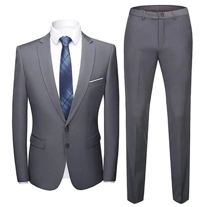 Formeller Slim Fit-Anzug für Herren, einfarbiges Blazer- und Hosenset