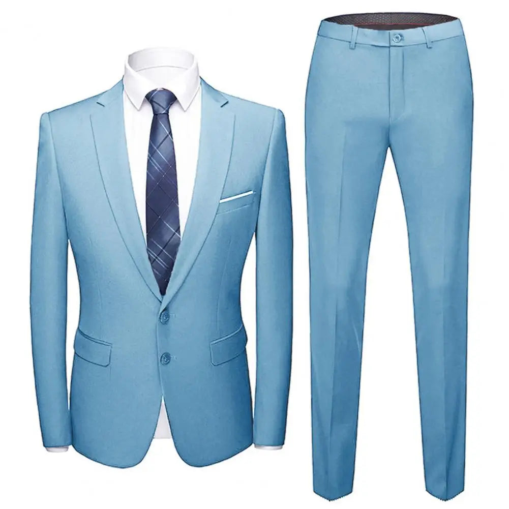 Terno formal slim fit masculino, conjunto de calças e blazer monocromático