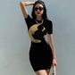 Disney Minnie Mickey Mouse Schleifendruck Elegantes schlichtes Damenkleid