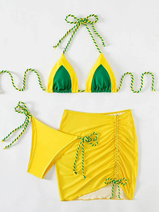 Neu 3 stück Set Badeanzug Frauen Tanga Bademode Sexy