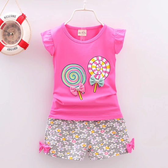 Conjuntos de roupas para crianças T-shirt Tops + Calças curtas