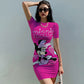Disney Minnie Mickey Mouse Schleifendruck Elegantes schlichtes Damenkleid