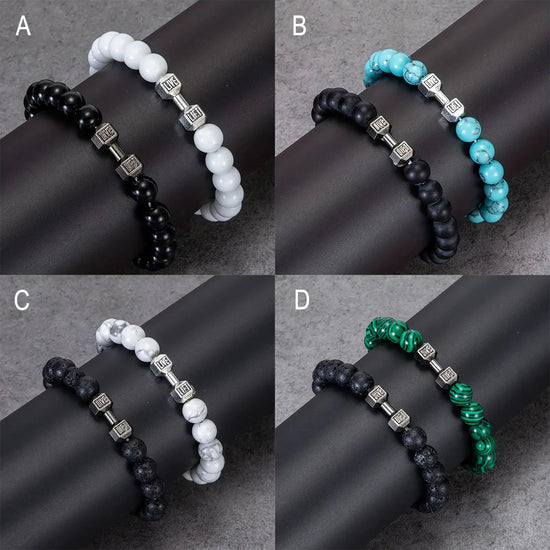 2 Pcs/Set 4 Estilo moda liga haltere pulseiras para homens