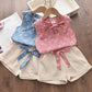 Novo verão roupas do bebê meninas  sem mangas colete shorts 2 pçs/sets