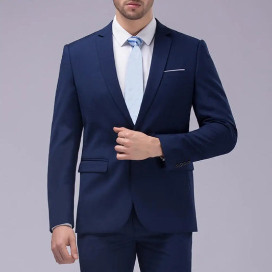 Terno formal slim fit masculino, conjunto de calças e blazer monocromático