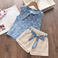 Novo verão roupas do bebê meninas  sem mangas colete shorts 2 pçs/sets