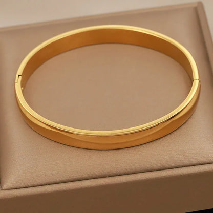 Klassisches, schlichtes Edelstahlarmband mit glattem Bettelarmband für Damen