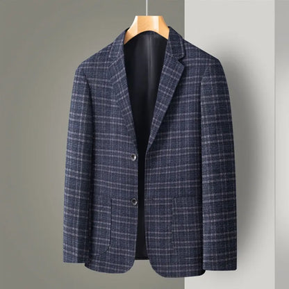 Marineblauer karierter lockerer Anzug, Freizeitmantel für Jugendliche, Modetrend für Frühling und Sommer