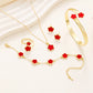 conjunto de 5pcs de joia  pulseira de flor da moda + colar + brincos + pulseira + anel