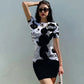 Disney Minnie Mickey Mouse Schleifendruck Elegantes schlichtes Damenkleid
