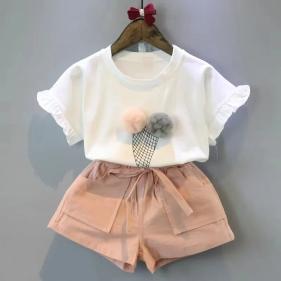 Conjuntos de roupas de meninas roupas florais Chiffon Halter + calções bordados