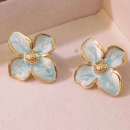 2 pçs flor brincos femininos de aço inoxidável