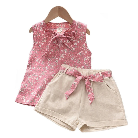 Novo verão roupas do bebê meninas  sem mangas colete shorts 2 pçs/sets